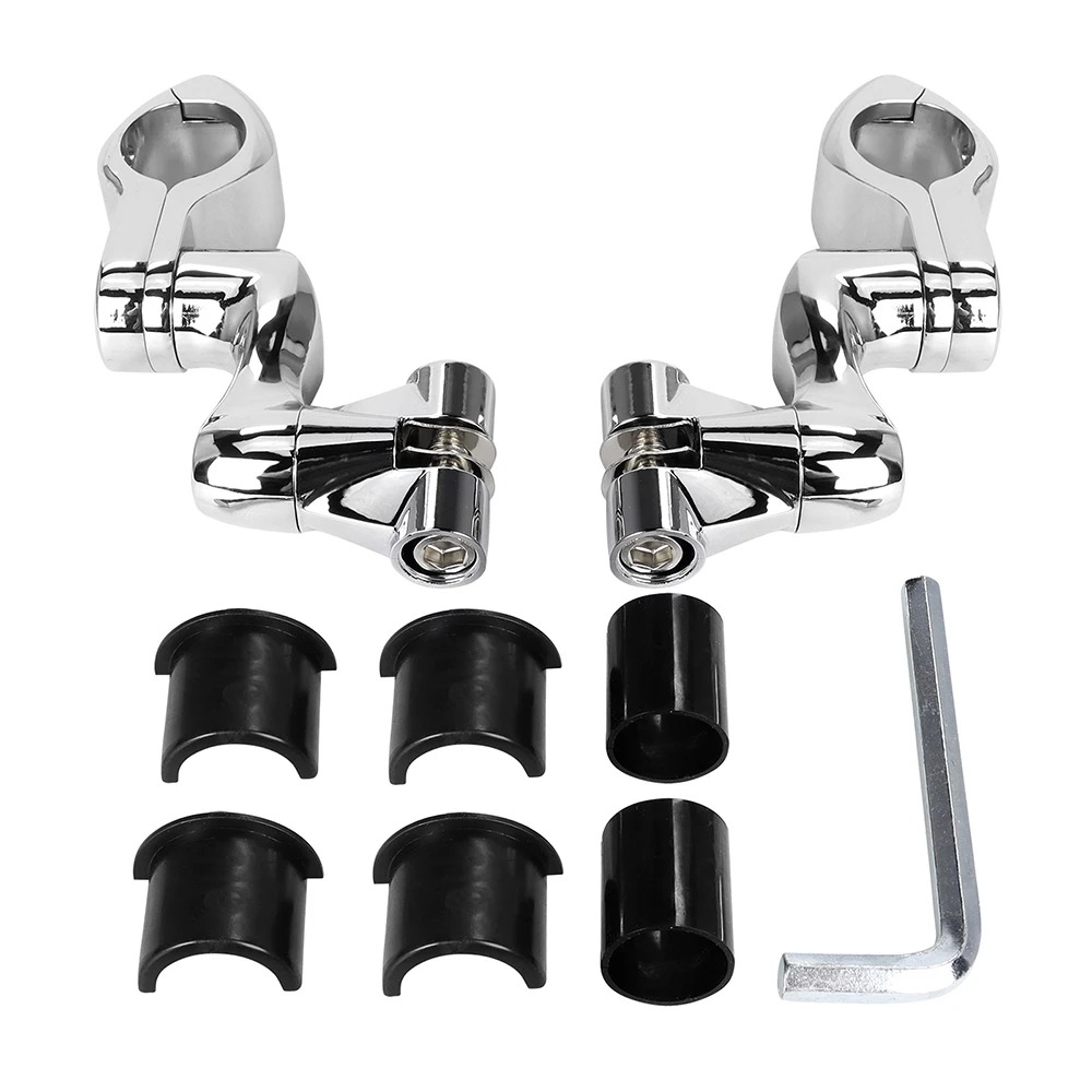 1 Pair Chrome/ Black Motorcycle Highway Foot Peg Mounts with 7/8" Magnum Clamps Aluminum For Harley Davidson Touring view 3
