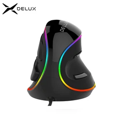 Delux M618Plus RGB Ergonomic Vertical Mouse 6 Buttons 4000 DPI Optical Computer Mouse With Removable Palm Rest For PC Laptop