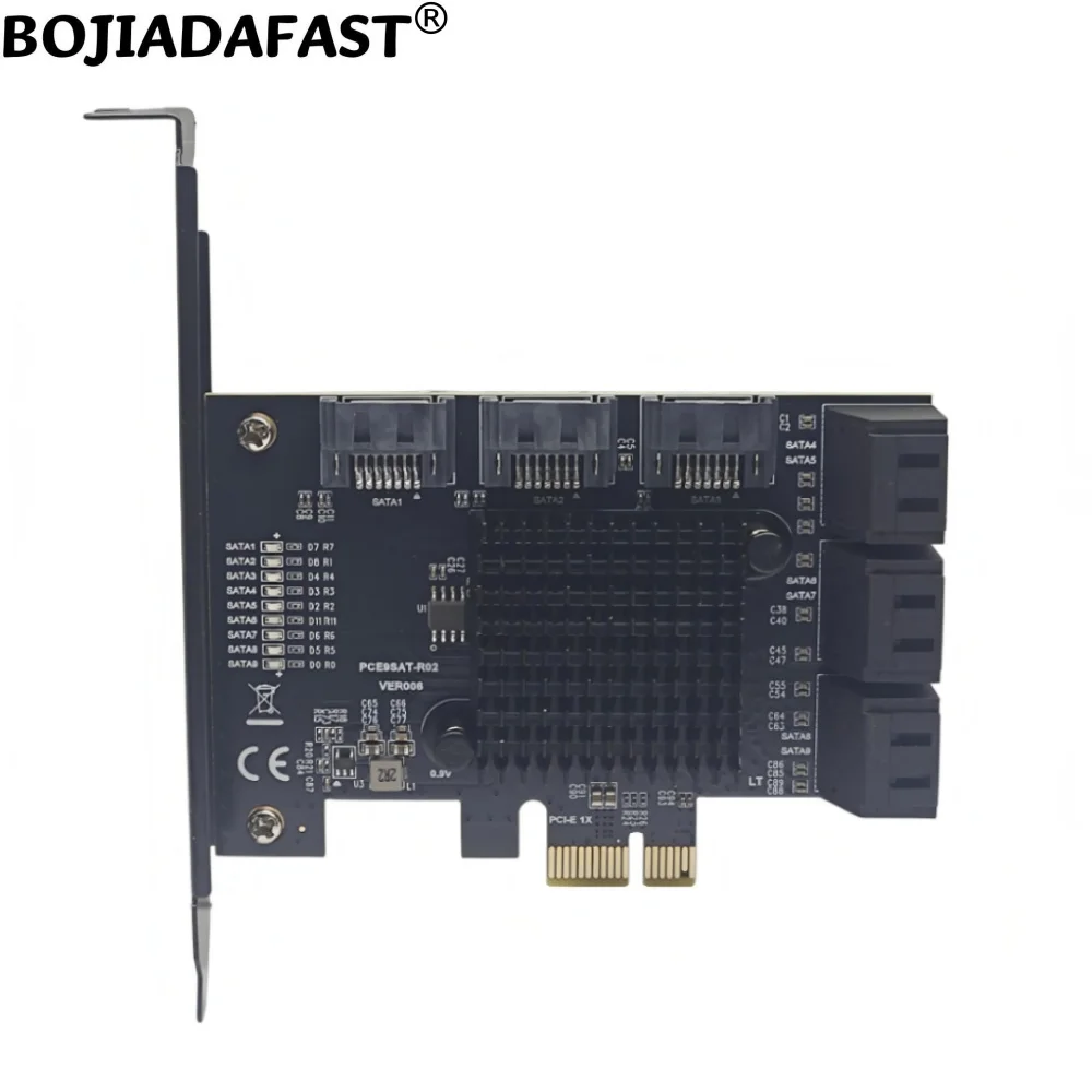 9개의 SATA 3.0 7핀 커넥터를 PCI Express 1X PCI-E X1 컨트롤러 확장 어댑터 카드 6Gbps 하드 디스크 드라이브에 연결