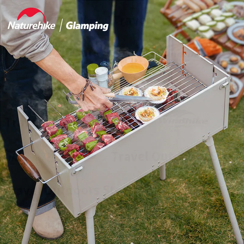 

Naturehike Portable Barbecue Grill 3-8 Peoples Camping Picnic Charcoal Stove Adjustable Firepower BBQ Picnic Equipment Free Gift