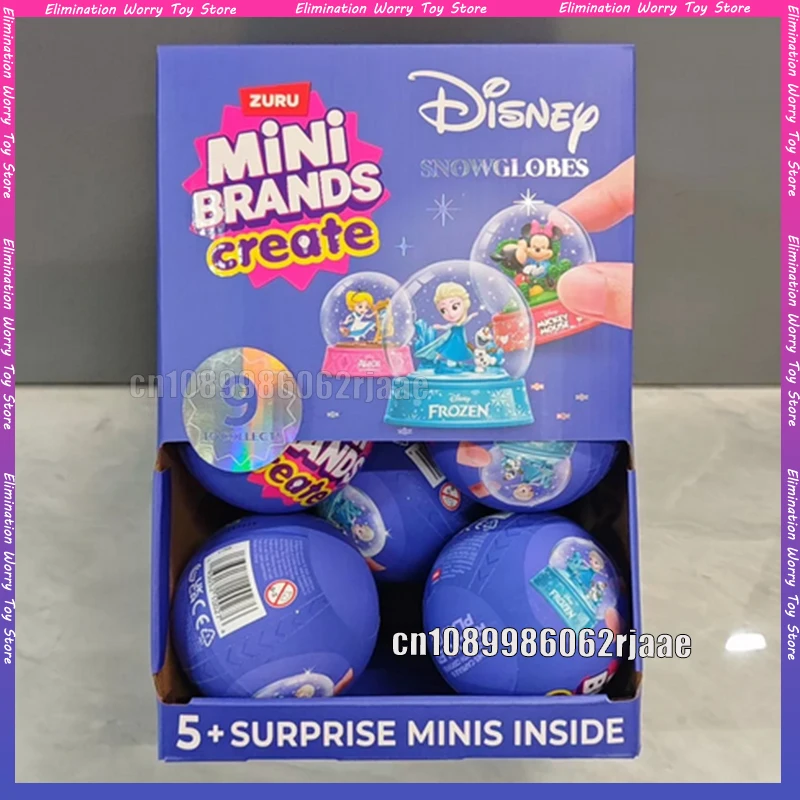 ZURU Mini Brands Create Disney DIY Blind Box Surprise Ball Miniature Toys Capsule Collectibles Snow Globe Style Unboxing Toy