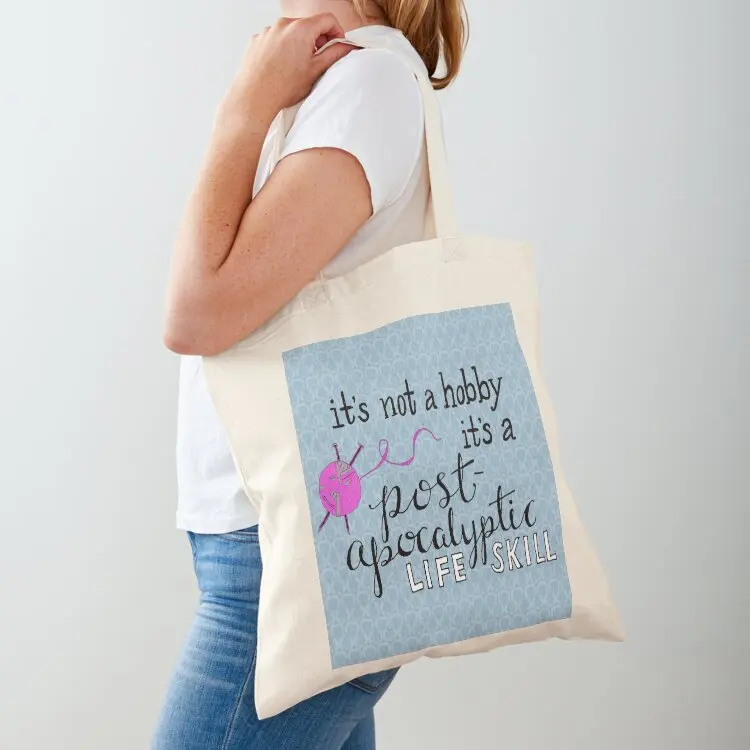

Knitting is a life skill Tote Bag tote bag handbag reusable shopping bag Reusable bags