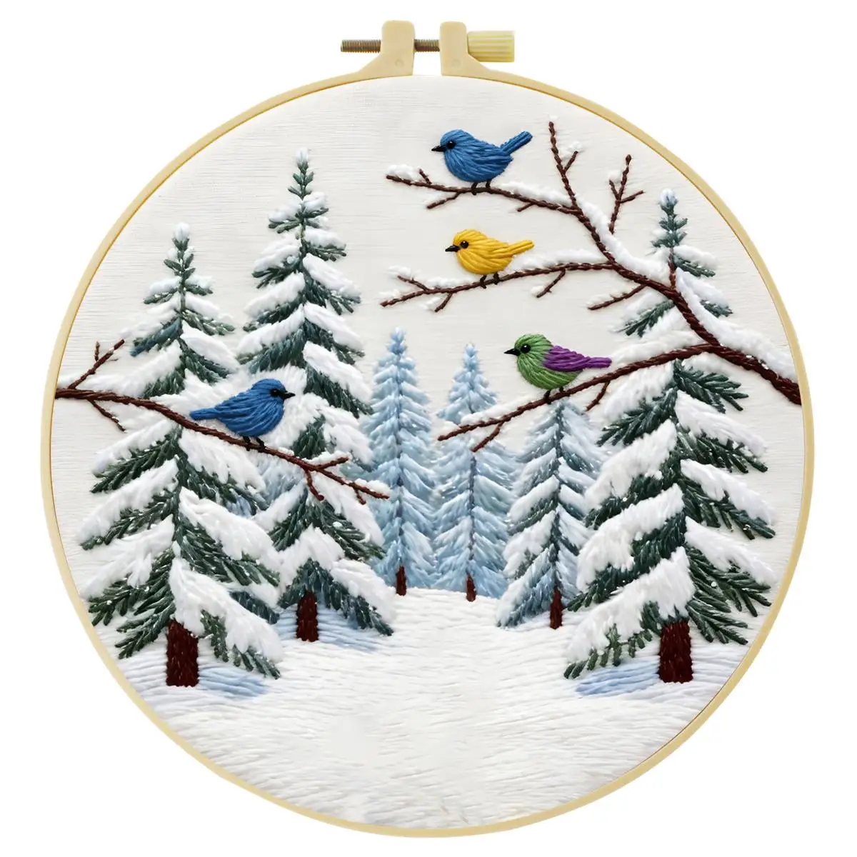 1 Stück 20X20CM/15X15CM 7,87/6,3 Zoll Stickerei-Starter-Kit „Schneeberge“ DIY-Kit DIY-Stickerei-Set Handarbeiten Nadelkunst – Detail 3