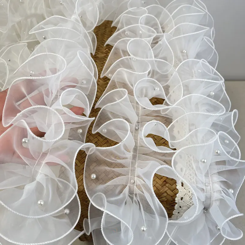 

10 ярдов плиссированная кружевная бейка с бисером для DIY занавесок, аксессуары для одежды, домашняя тканевая сумка, украшение для шляпы, отделка