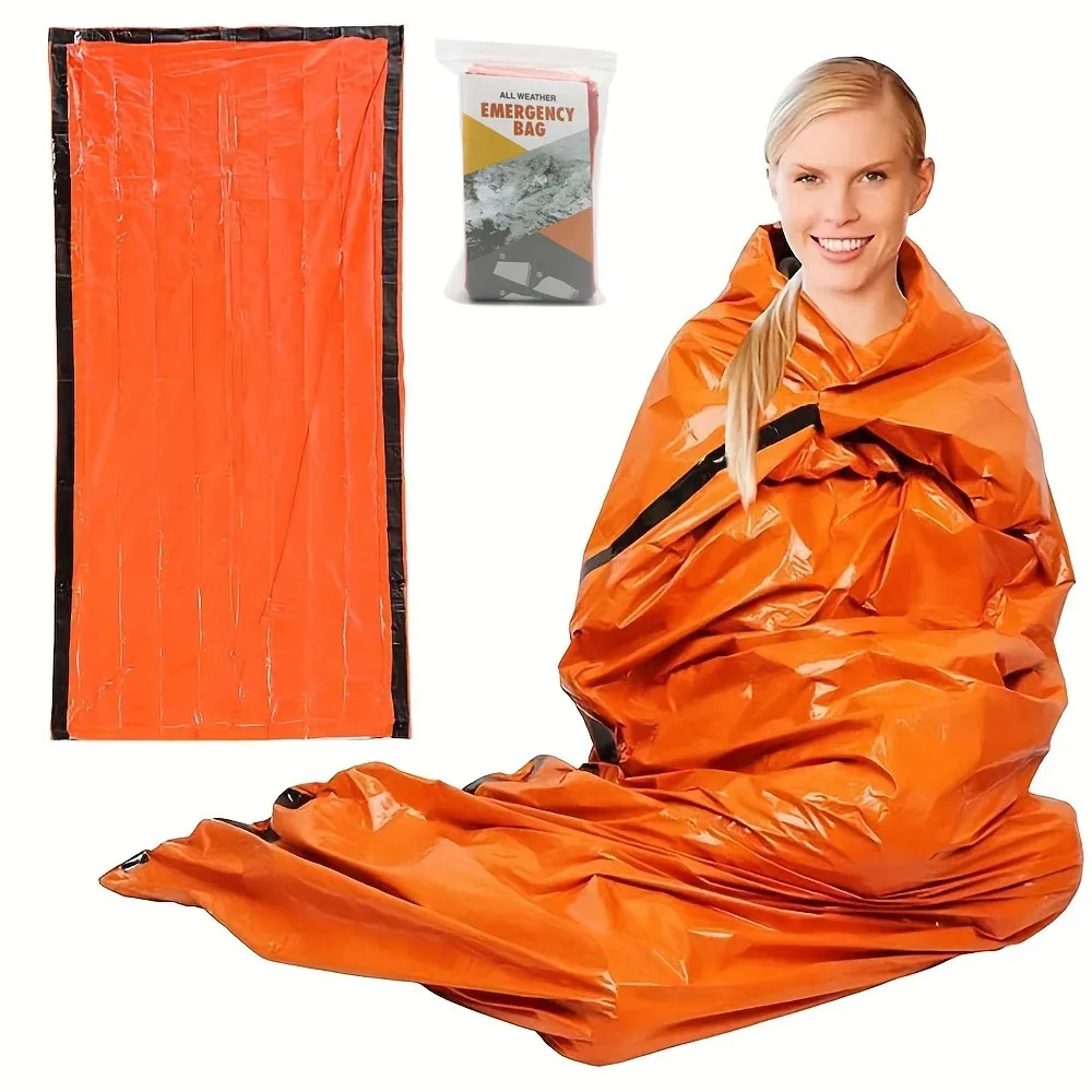 

Portable Waterproof Emergency Survival Sleeping Bag Outdoor Edc Camping Gear Thermal Sack First Aid Rescue Kit Mylar Blanket