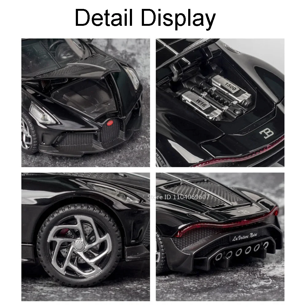 1:32 La Voiture Noire Legering Diecast Auto 'S Model Speelgoed Met 5 Deuren Geopend Pull Back Sound Light Sportvoertuigen Speelgoed Voor Jongens Geschenken