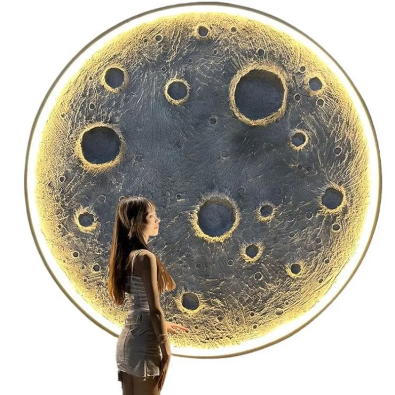 

Lunar background wall 3d three-dimensional relief light, entrance wall decoration