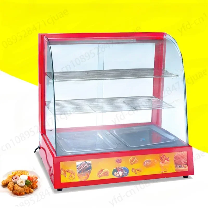 Commercial Red Curved Thermotank Food Small Heating Thermostat Display Cabinet Desktop Chestnut Egg Tart Bread Counter