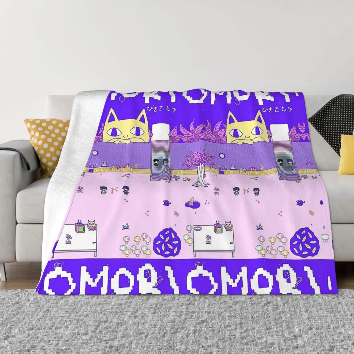 Omori RPG Game Blanket Flannel Decoration Memes Portable Home Bedspread