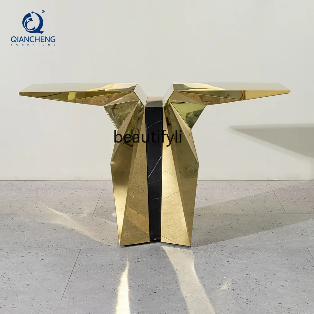 Italian Light Luxury Entrance Platform Senior Designer Stainless Steel High-end Art Decoration End Platform