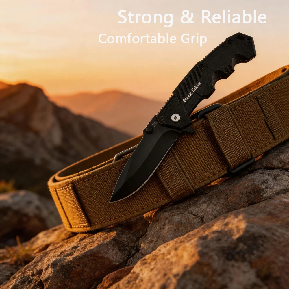 Folding Utility Knife Outdoor Camping Tool Portable EDC Cutting Tool Stainless Steel Pocket Cutter for Rope Box Package