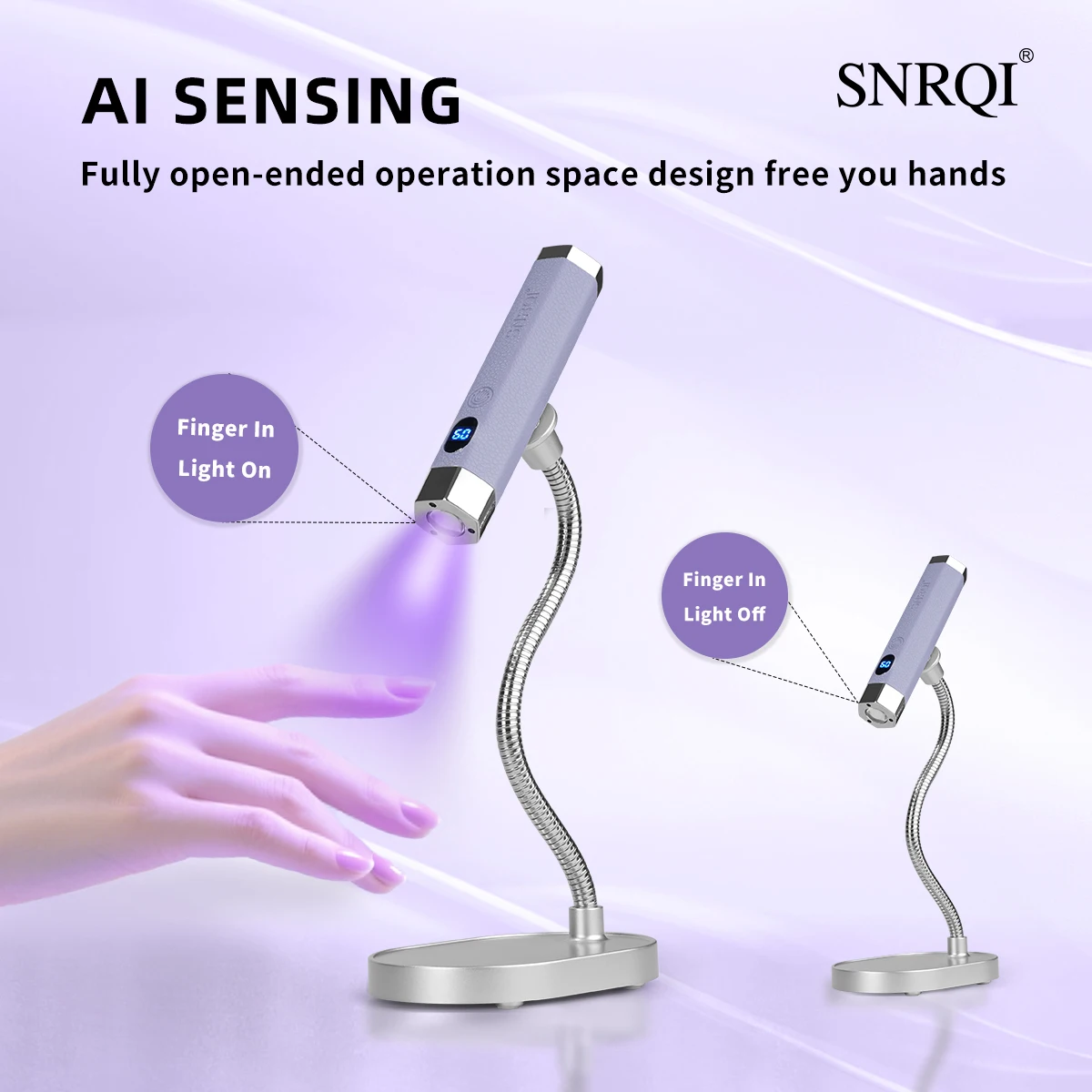 مصباح أظافر بمستشعر Ai، مصباح صغير LED بالأشعة فوق البنفسجية، مصباح لاسلكي قابل لإعادة الشحن لسطح المكتب وإضاءة تجفيف محمولة معالجة جميع جل الأظافر بسرعة