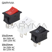1Pcs/5Pcs Rocker Switch 3A250VAC / 6A250VAC Snap ON-OFF I/O SPST 2 Pin 2 Position Mini Boat Button Power Switch 10x15mm/15x21mm