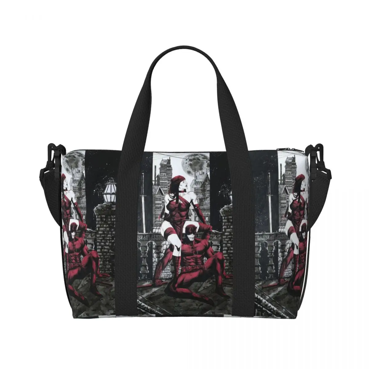 Custom Daredevil Wallpaper Tote Bag Women Large Capacity Superhero Gym Beach Shoulder Travel Bag