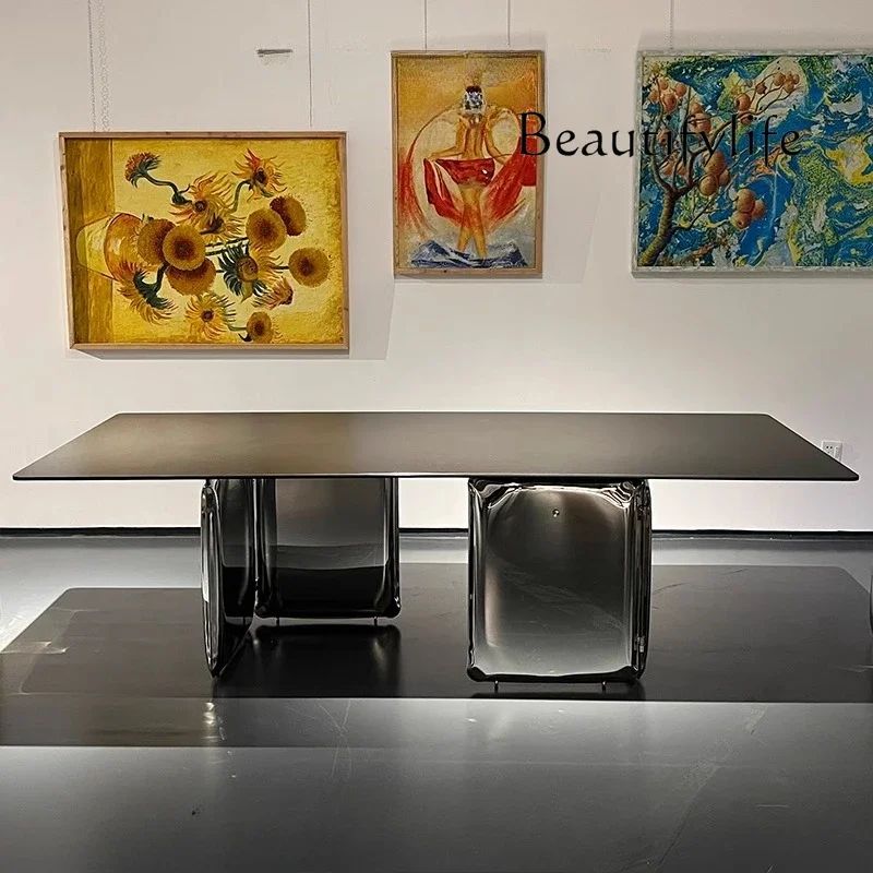 

Modern Light Luxury Table Creative Art Designer Restaurant Metal Stainless Steel Balloon Dining Table