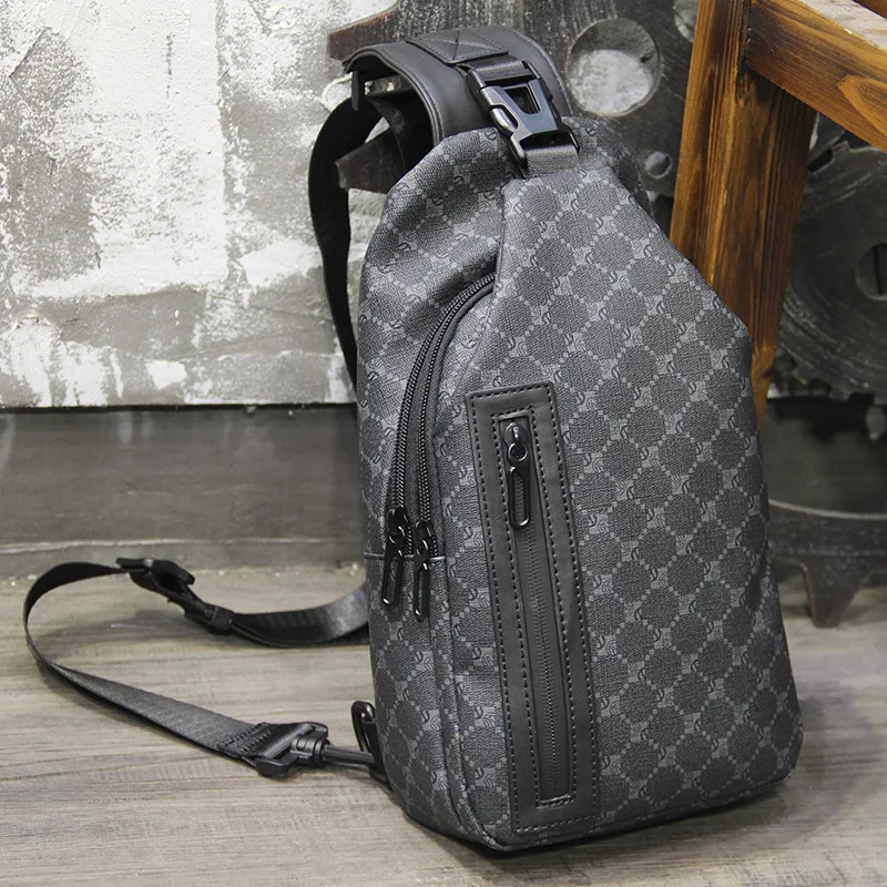 

Men's Chest Bag Multi-functional Large-capacity Plaid Men's Bag Sports Sling ShoulderBag Casual Trendy Small Crossbody Bags