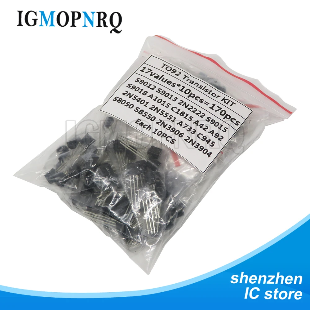170PCS Transistor Assorted Kit S9012 S9013 S9014 9015 9018 A1015 C1815 A42 A92 2N5401 2N5551 A733 C945 S8050 S8550 2N3906 2N3904