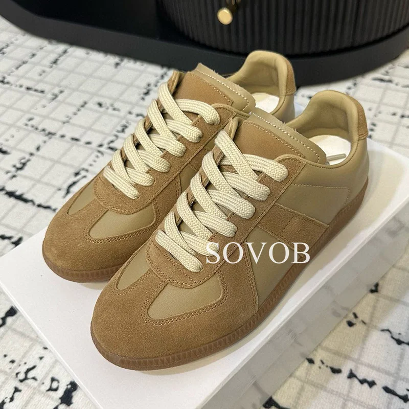 New Color Blocking Flat Shoes With Round Toe Tie Up Sneakers Spring Autumn Daily Versatile Walking Shoes Casual Shoes Unisex