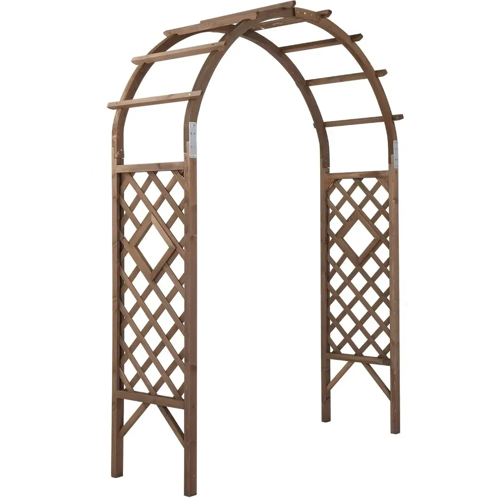 Wooden Garden Arbor, Wedding Arch, 7ft Arch Backdrop Stand for Ceremony, Wood Trellis for Plant Climbing, Christmas Decor