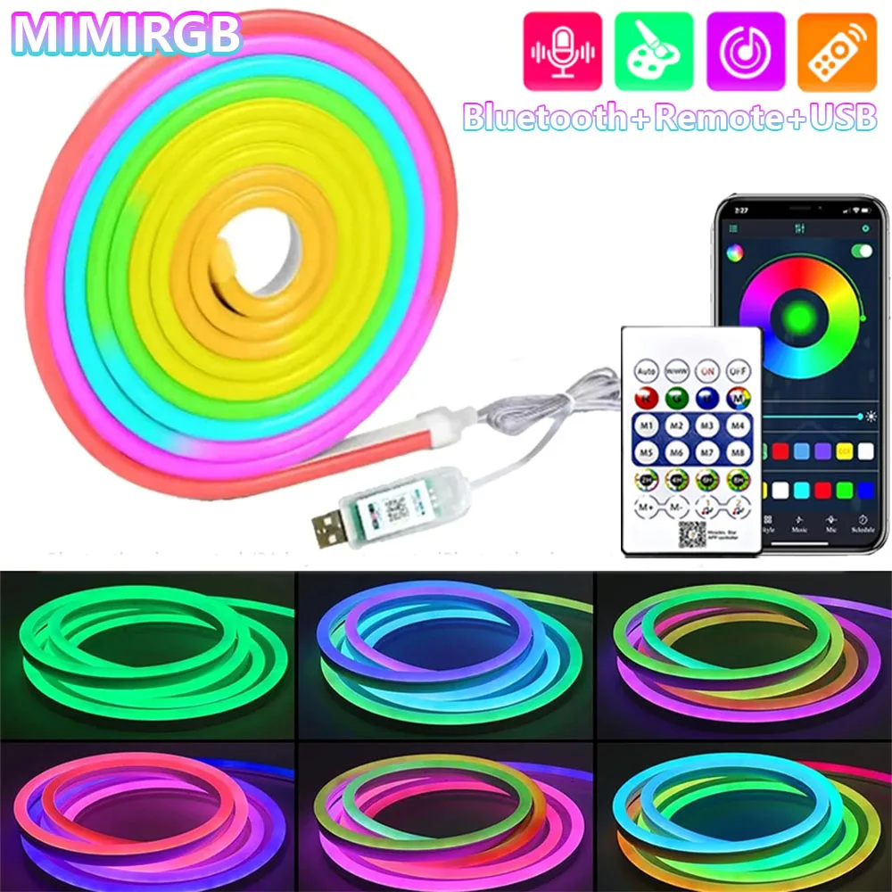 5V Neon Strip Lamp RGBIC Bluetooth Neon Led Strip Lamp 1/2/3/4/5M LED Flexible Strip Lamp Are Used for Room Wall Decoration