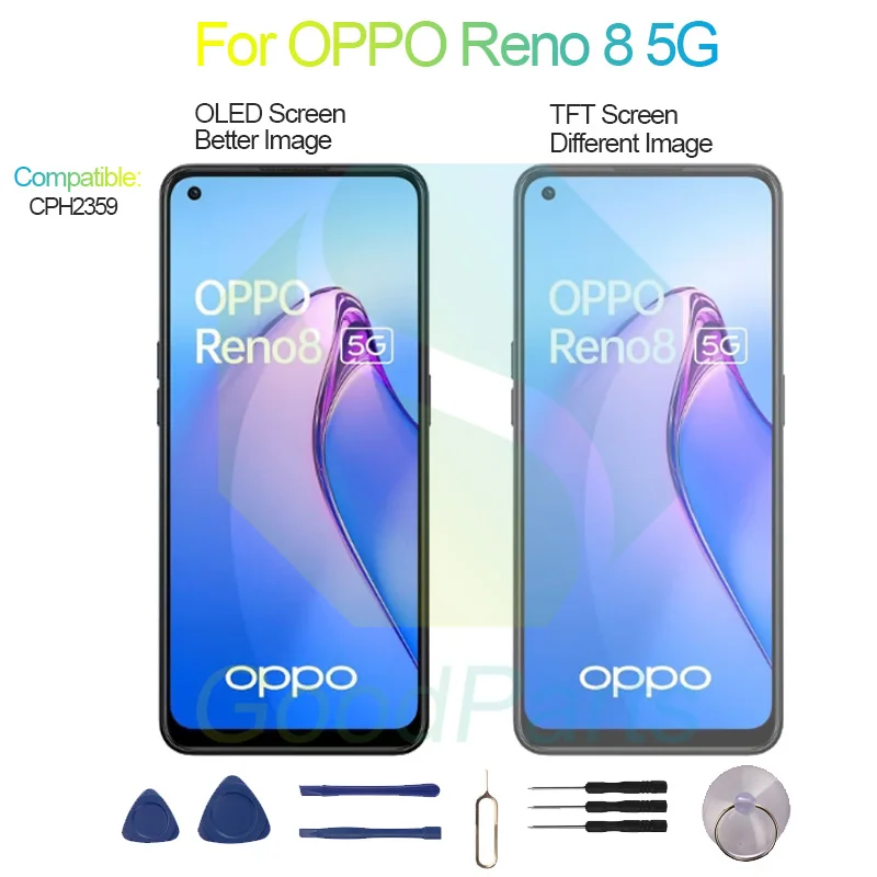 Dla OPPO Reno 8 5G Wymiana wyświetlacza 2400 * 1080 CPH2359 Reno 8 5G LCD Touch Digitizer — zdjęcie 4