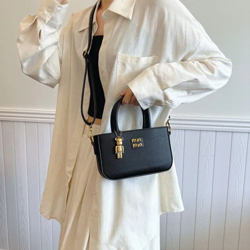 Imagen 2 del producto Bolso con asa, bolsos cruzados acolchados, bolsos de diseñador a la moda para mujer, bolso cruzado de cuero negro, bolso de hombro