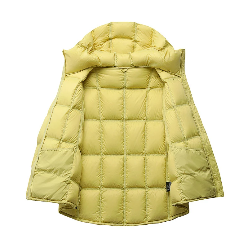 Schinteon feminino luz branca para baixo jaqueta com capuz solto sobre o tamanho casual outono inverno outwear quadrado quente casaco curto 2025 novo