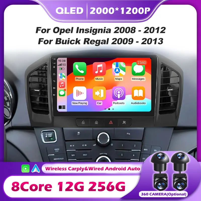 Car Radio Carplay Android 16 For Opel Insignia 2008-2012 For Buick Regal 2009-2013 Navigation GPS Stereo 4G Wifi Tools No 2din