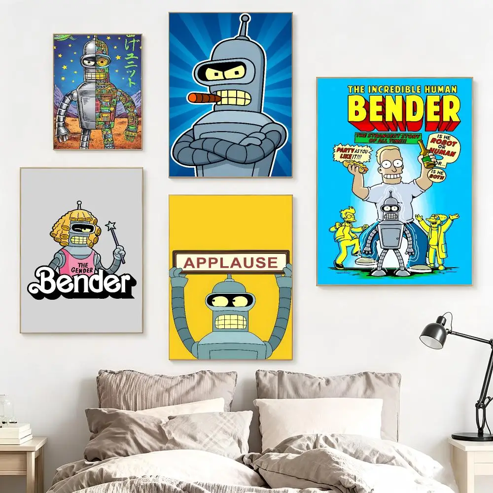 Cartoon B-Bender Anime Poster impermeable para el hogar sala de estar dormitorio bar decoracion estetica