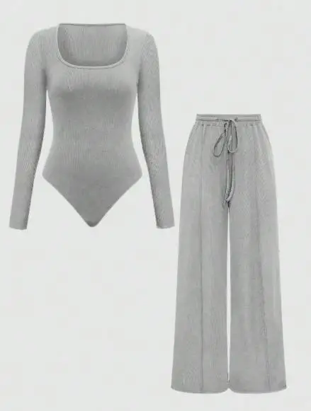 

Women's Clothing 2025 Autumn and Winter New Solid Color Thread Casual Jumpsuit Pants Fashion Two-Piece Set for Women