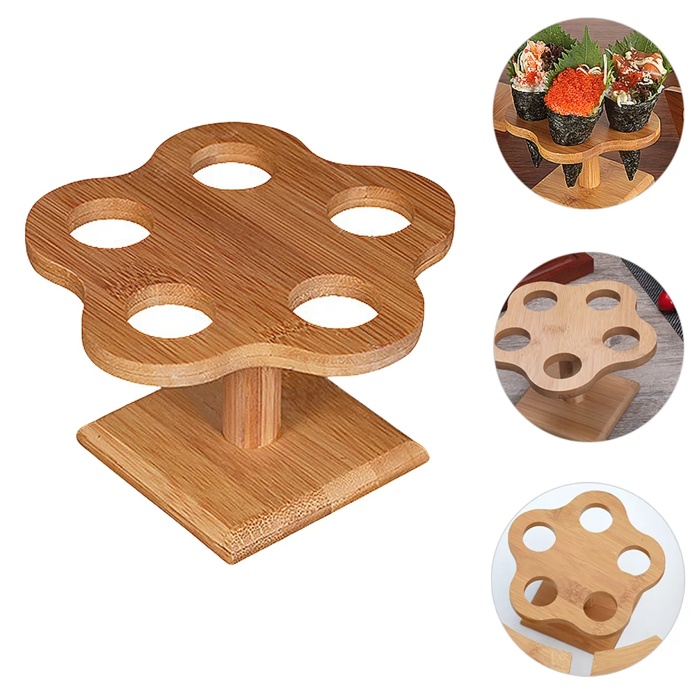 

Bamboo Wood Hand Roll Rack Hand Roll Rack Ice Cream Cone Holder Sushi Dish Storage Tray Cake Stand Food Display Shelf