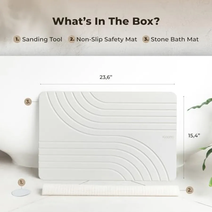 Stone Bath Mat Diatomaceous Earth Shower Mat Non-Slip Super Absorbent Diatomite Stone Bath Mats for Bathroom Floor Quick Drying