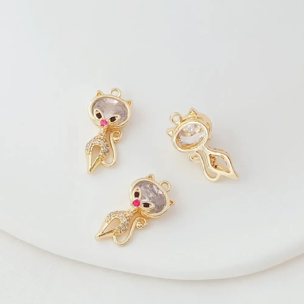 14K مطلية بالذهب مايكرو مطعمة الزركون كوز الصنوبر والغزلان والفراشة وخمس أوراق زهرة قلادة، DIY بها بنفسك قلادة مجوهرات يدوية الصنع #4