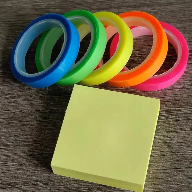 5Roll 5M Fluorescent Color Translucent Tape Student Notebook Reading Key Word Sentences Highlight Tape Mark Decor Sticky Note