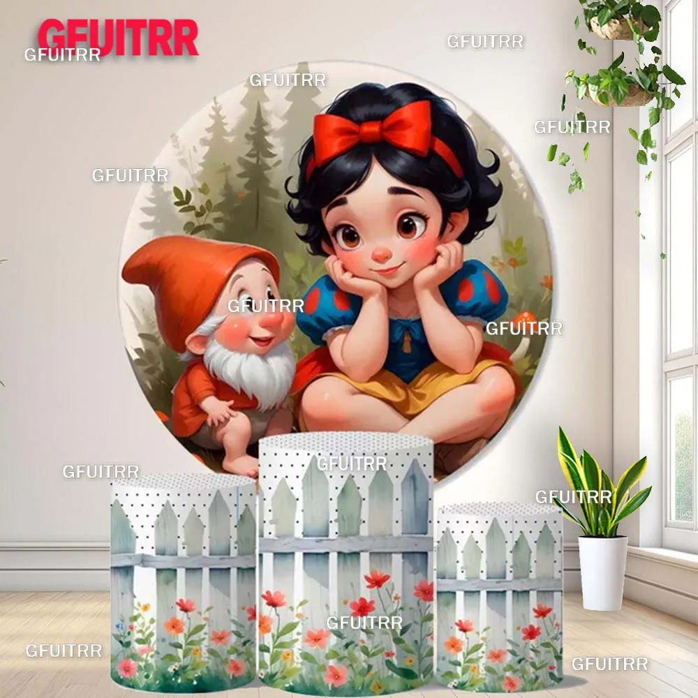 Snow White Princess Backdrop Baby Birthday Party Decoration Photo Photography Background Cylinder Cover Baby Shower Booth