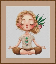 Yoga Girls Top Quality Beautiful Lovely Counted Cross Stitch Kit Height Chart Measure