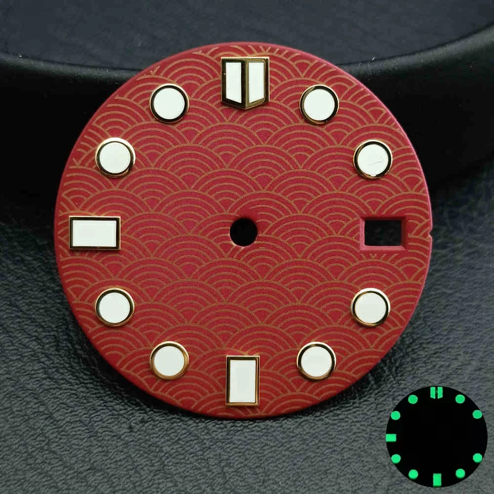 28.5MM Unique Moire Watch Calendar Dial Luminous Dial Suitable for NH35/36 Movement Watch Accessories Retrofit Accessories