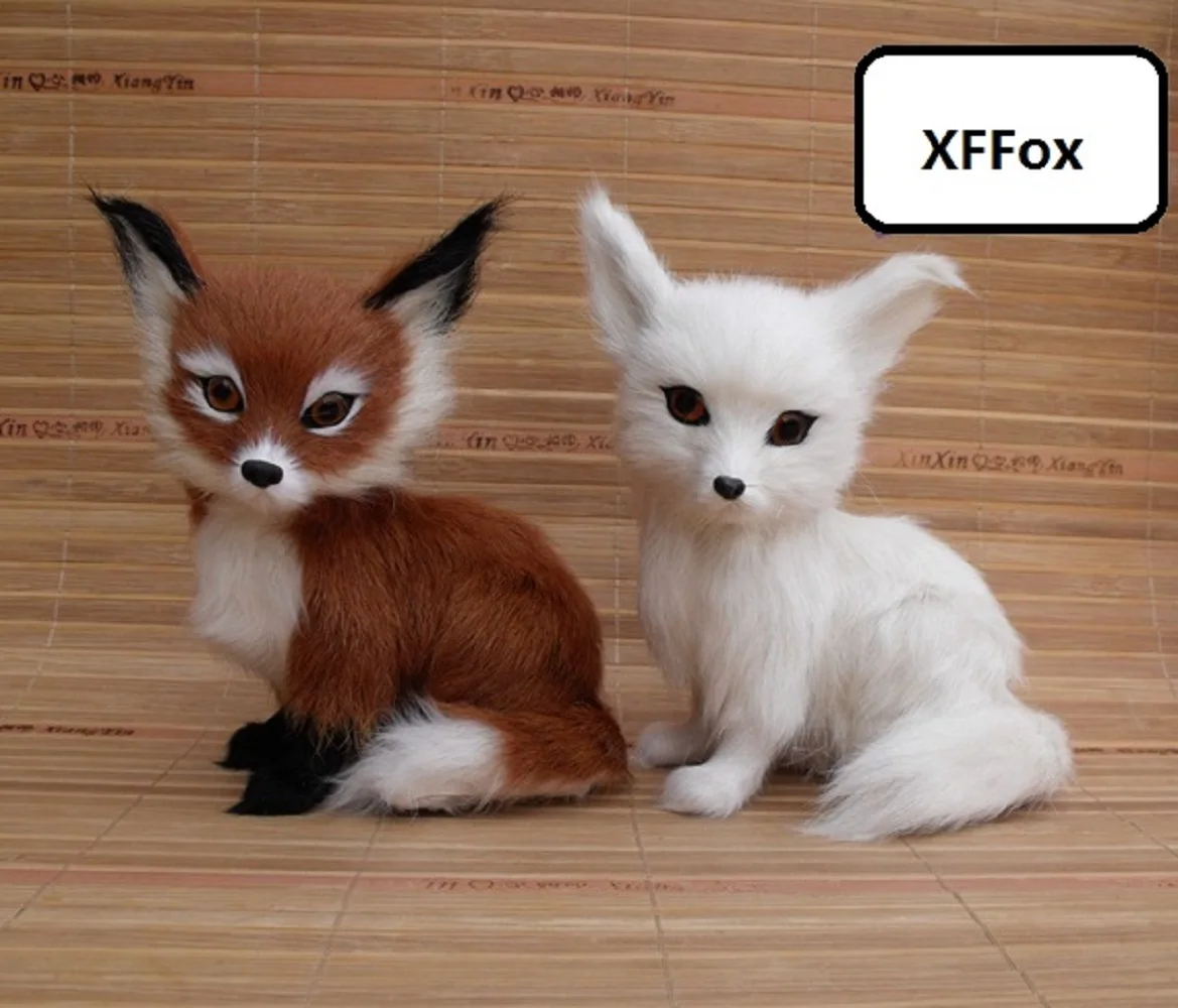 a pair of fox models plastic&furs simulation sitting fox model gift about 11x8x15cm xf1737