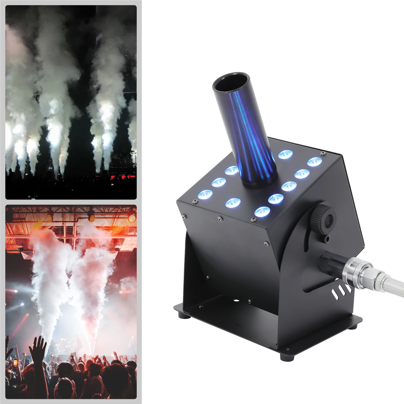 CO2 Smoke Machine 260W 110V Fog Jet with 12 LED Beads DMX Control 180° Adjustable for Stage Party DJ Disco Nightclub