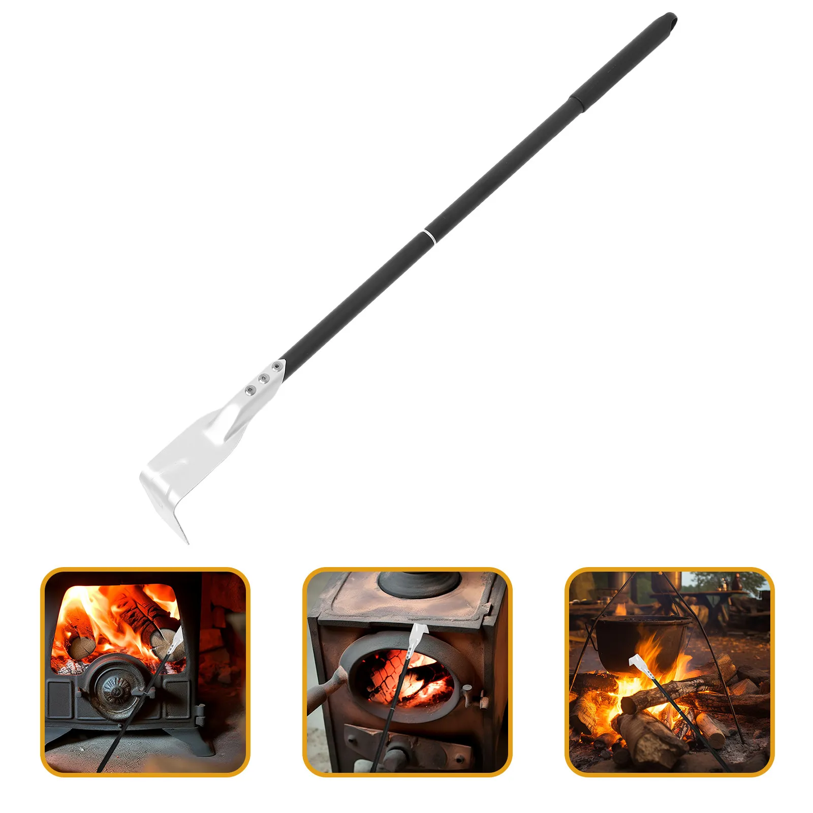

Charcoal Ash Tool Detachable Bbq Cleaner Fireplace Scraper Heat Resistant Handle Metal Ash Rake for Grill Pizza Oven