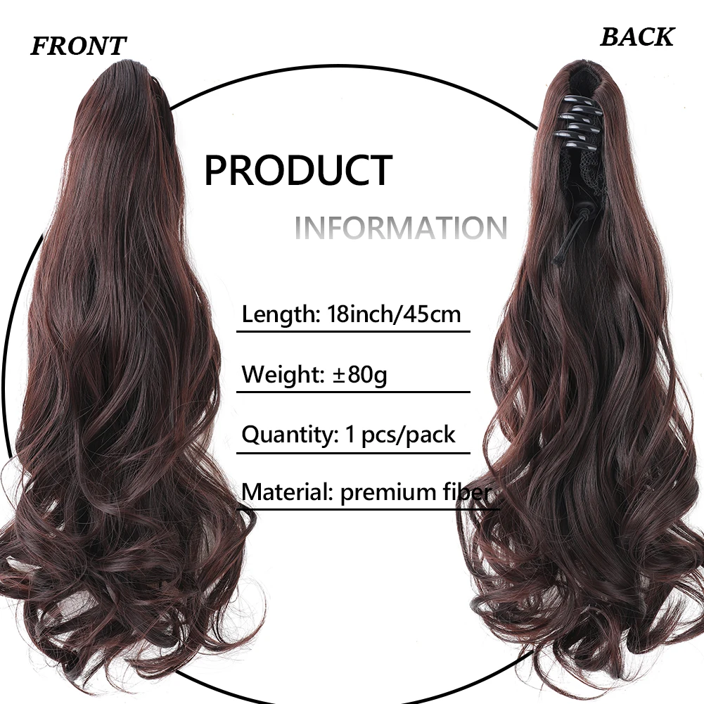 Extension de queue de cheval synthétique bouclée pour femme, pince à griffe ondulée, faux cheveux longs naturels, extensions de cheveux, T64.03 utilisation