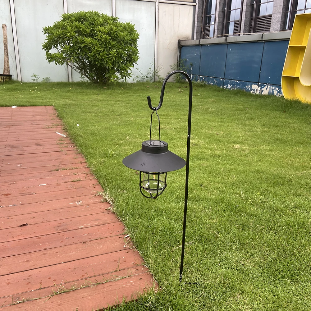 Solar Lantern Lamp Outdoor Hanging Tent Lamp Waterproof Vintage Metal Solar Lights with Tungsten Bulb for Patio Garden Decor