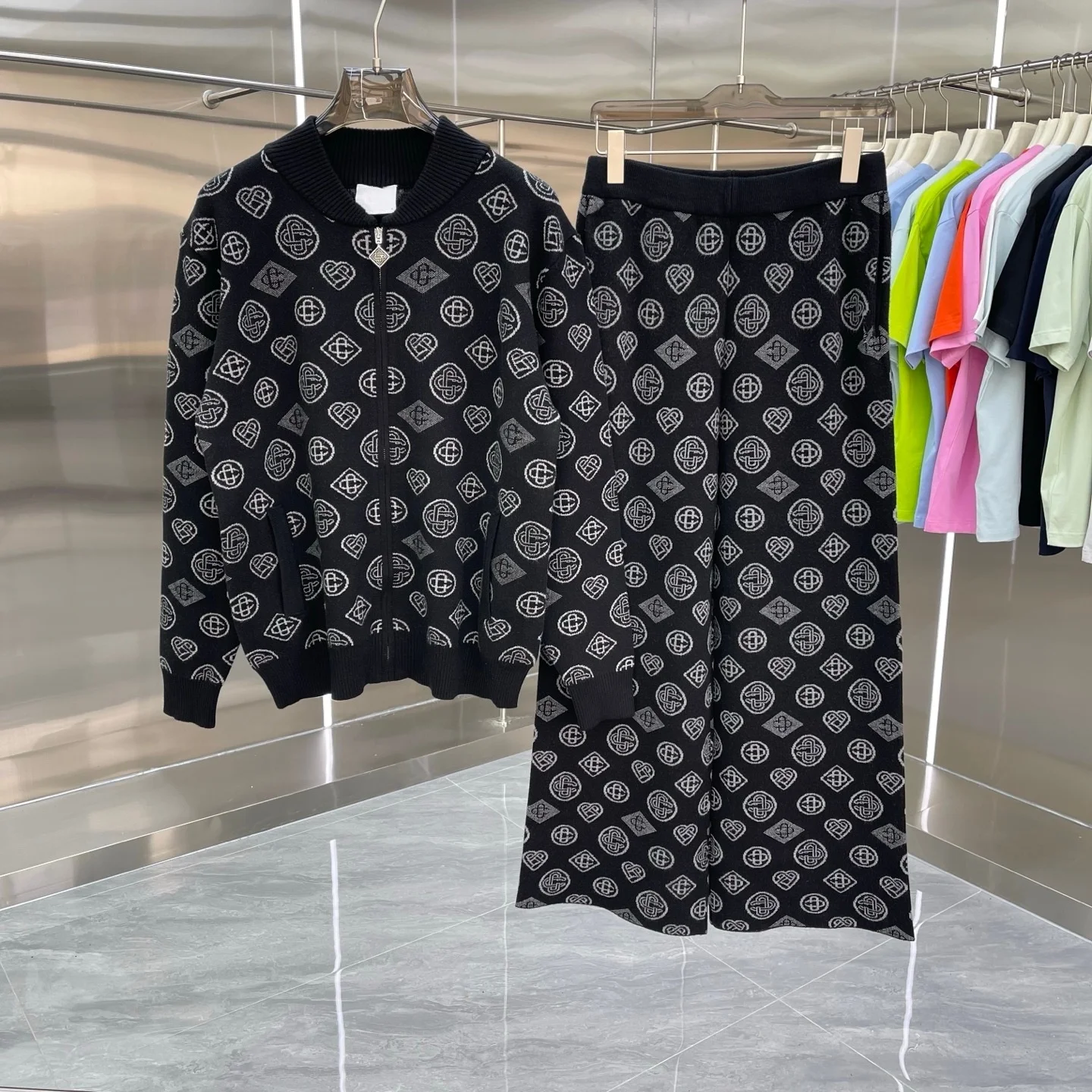 

Мужской модный повседневный вязаный шерстяной комплект Casa Casanova: осенне-зимний новый комплект из двух предметов с широкими брюками и длинными рукавами