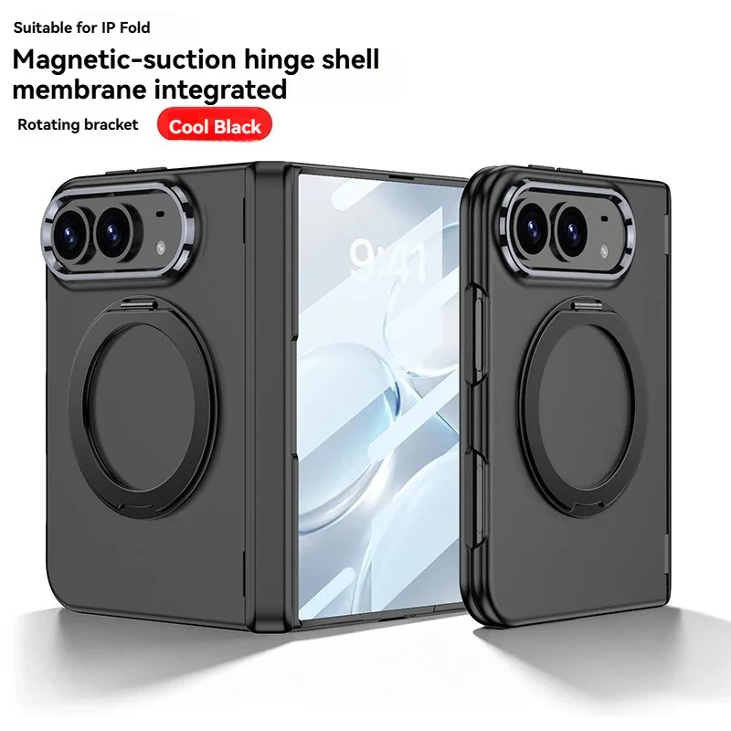 For Magsafe Magnetic Folding 360 Rotate Stand Phone Case for IPhone Duo 18 Ultra Screen Protector Film Hinge Protective Cover
