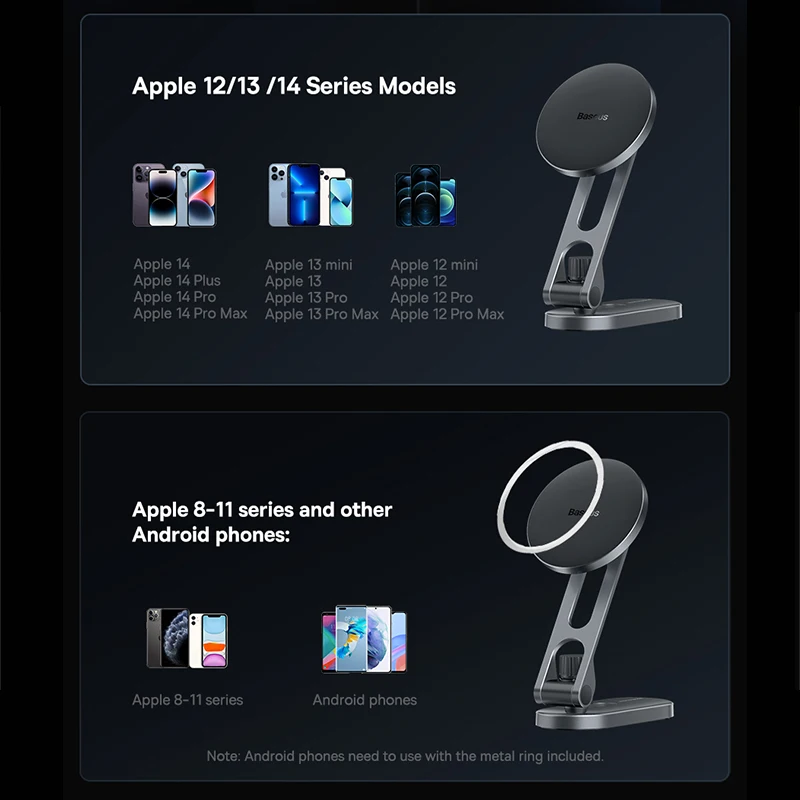 Baseus-折りたたみ式磁気携帯電話ホルダー,中央制御画面付き携帯電話ホルダー,iphone 12 13 14 pro max