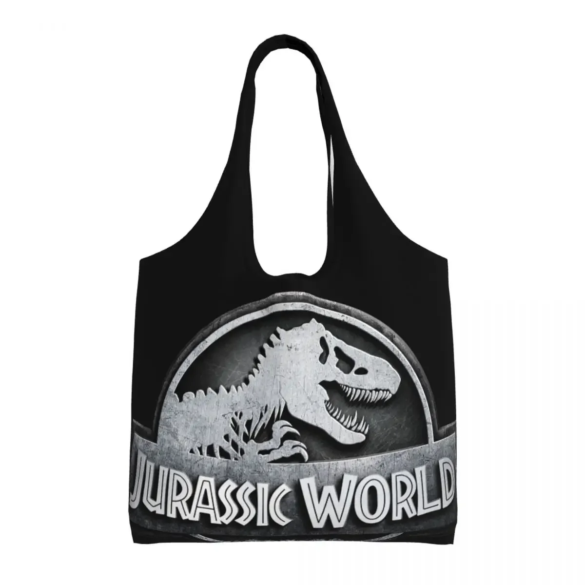 

Jurassic Parks Groceries Shopping Bag Printed Canvas Shopper Shoulder Tote Bags Large Capacity Durable Dinosaur Print Handbag