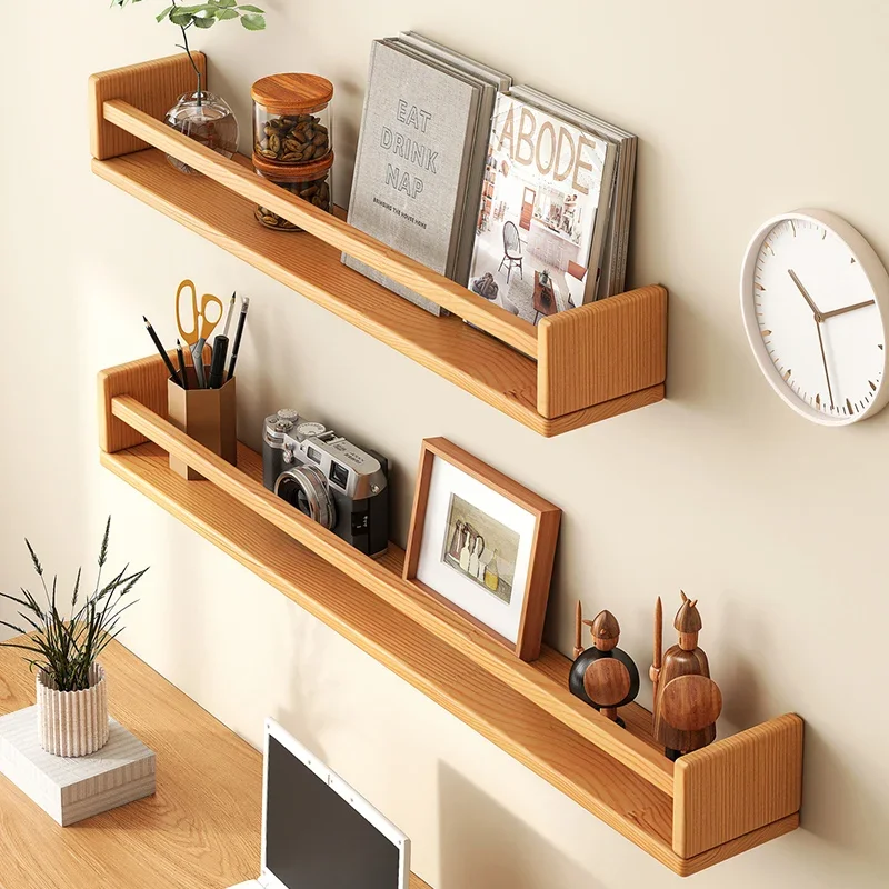 

Wood Wall Hanging Magazine Rack Multi-functional Kitchen Seasoning Shelf Living Room Book Storage Organizer Stylish Publication