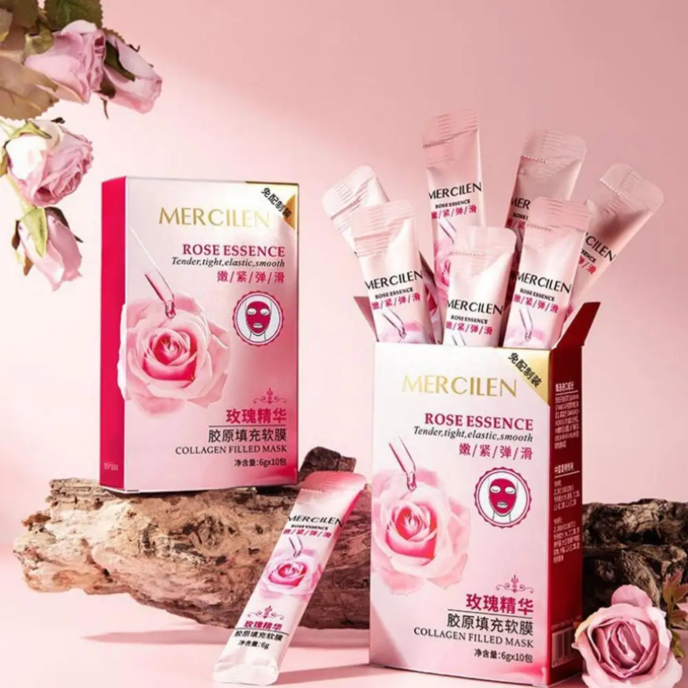 

10pcs Mercilen Rose Peeling Facial Masks Anti Wrinkle Moisturizing Hydrating Anti-Aging Peel-Off Face Mask Tearing Masks