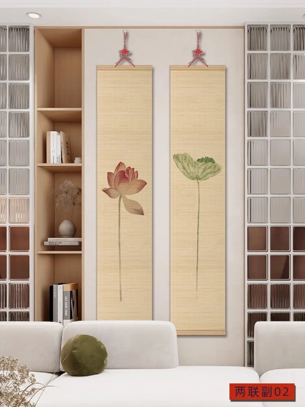 Bamboo Curtain Hanging Painting, Living Room Entrance Scroll Decoration Painting, Study Room Zen Style Hanging Curtain, Chinese