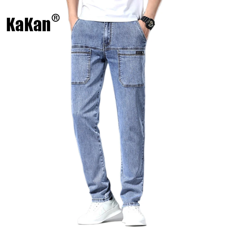 

Kakan - New Men's Slim Fit Straight Leg Jeans, Y2k Clothing Summer Elastic Versatile Casual Pants Jeans Jeans Man Brand